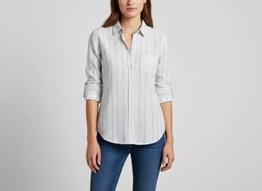 koszula damska w niebieskie paski: H&M, Women`s shirt, size S — 1