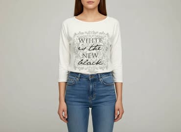 biała bluzka damska rękaw 34: Bluzka damska, rozmiar M — 5