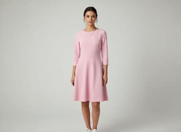 różowa sukienka z długim rękawem: Sukienka damska, rozmiar S — 1