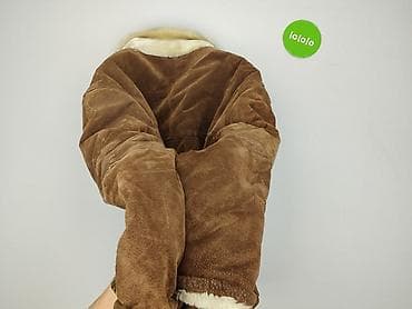 leather: Męska kurtka zimowa typu shearling - Kolor: ciepły brąz - Materiał — 4