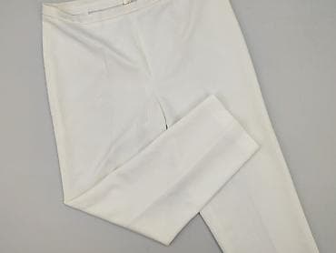 spodnie identic: Damskie spodnie 3/4, białe, ryflowana tkanina - Fason: proste nogawki — 1