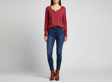 bluzki z długim rękawem dekolt w serek: Bluzka damska, rozmiar L — 7