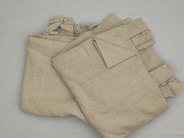 Beżowe zasłony panelowe z troczkami - Zestaw zasłon w kolorze jasnego