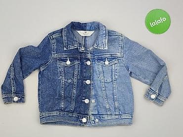 niebieski sweter hm: Dziecięca kurtka jeansowa, 4-5 lat, 104-110 cm, H&M, stan - Bardzo dobry — 2
