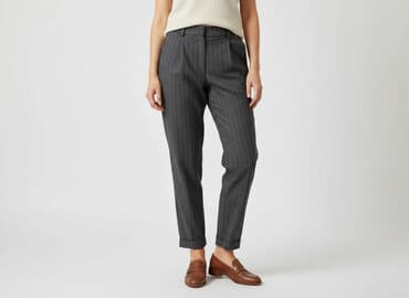 spodnie z wysokim stanem czarne eleganckie: Material trousers for women, size S — 1