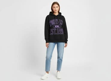 bluzy damskie markowe wyprzedaż: Bershka, Bluza z kapturem damska, rozmiar XS — 6