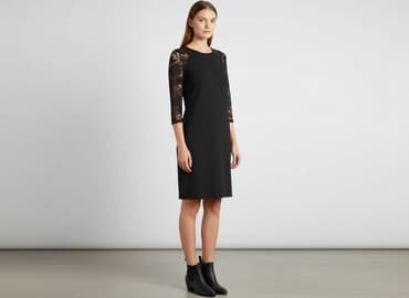 czarna sukienka z przezroczystymi rękawami: Women`s dress, size S — 1