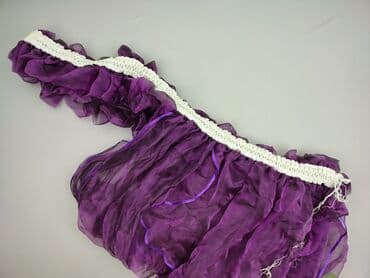 krótkie zasłony: Fioletowa falbaniasta firana/zasłona z lekkiego, półprzezroczystego — 3