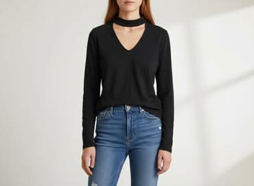 czarne bluzki dekolt v: H&M, Bluzka damska, rozmiar S — 6