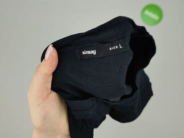 bluzka z dlugim rekawem czarna: Sinsay, T-shirt damski, rozmiar L — 4