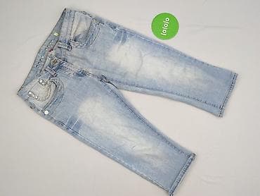 jeansy patchworkowe: Spodnie 3/4 damskie, rozmiar M — 2