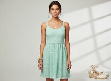miętowa sukienka z koronki: Sinsay, Sukienka damska, rozmiar S — 6