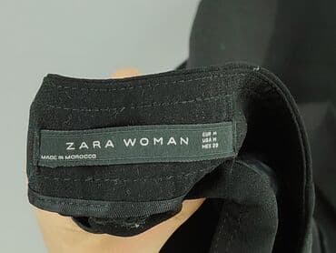 czarne satynowe spodnie zara: Zara, Spodnie materiałowe damskie, rozmiar M — 4