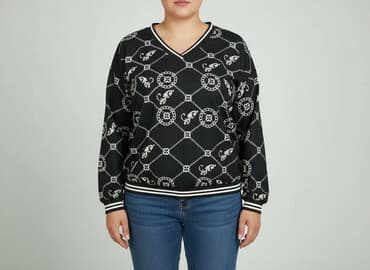 bluzka czarna z dekoltem v: Women's blouse, size 3XL — 1