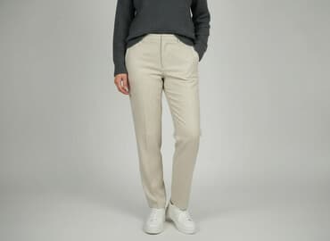 spodnie woskowane beż: Spodnie materiałowe damskie, rozmiar XL — 7