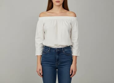 biała bluzka z krótkim rękawem zara: Zara, Bluzka damska, rozmiar S — 1