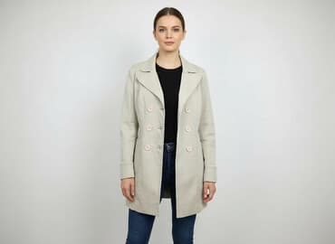 beżowy trencz i sukienka: SuperStar, Płaszcz damski, rozmiar S — 1