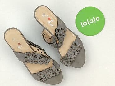 sukienka i sandały na koturnie: Sandały damskie, rozmiar 39 — 2