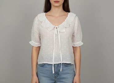 biale bluzki z kolnierzykiem: Xana, Bluzka damska, rozmiar M — 8