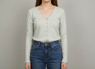 bluzki w paski z serduszkiem: Bluzka damska, rozmiar S — 6