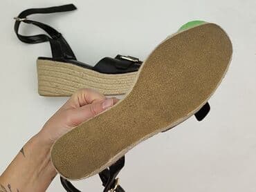 sandały na koturnie z pomponami: Sandały damskie, rozmiar 38 — 4