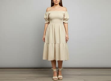 sukienki beżowe midi: Sukienka damska, rozmiar S — 8