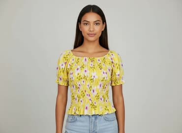 żółte bluzki z krótkim rękawem: Bluzka damska, rozmiar L — 6