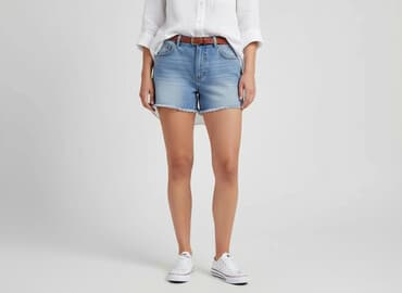 krótkie jeansowe spodenki z wysokim stanem podarte: Boohoo, Szorty damskie, rozmiar XL — 6
