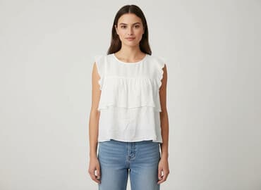 biała bluzka z długim rękawem stradivarius: Stradivarius, Women's blouse, size M — 1
