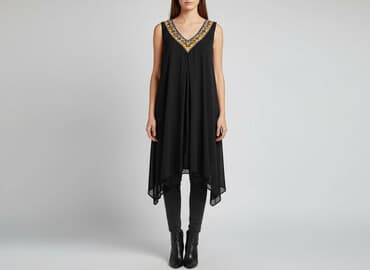 eleganckie bluzki czarne: Sukienka damska, rozmiar S — 5