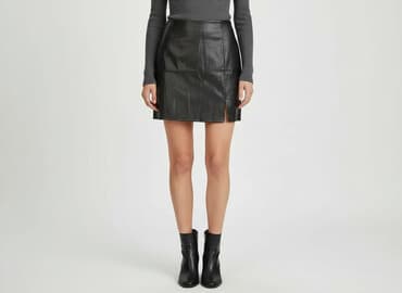 spódnice czarne eko skóra: Spódnica damska, rozmiar L — 1