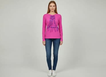 bluzki amarantowa: T-shirt damski, rozmiar L — 8