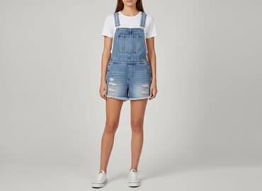 ogrodniczki z krótkimi spodenkami: DENIM JEANS, Ogrodniczki damskie, rozmiar L — 7