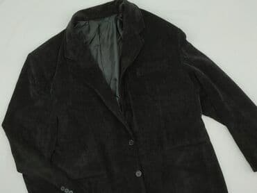 marynarki jeansowe męskie: Męska marynarka sztruksowa - Kolor: ciemny grafit/czarny - Materiał — 1