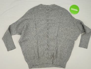 czarna sukienka i szary sweter: Sweter damski, rozmiar One size — 3