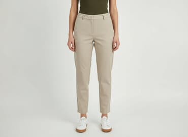 zara spodnie beżowe z wysokim stanem: Material trousers for women, size S — 1