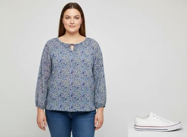 chabrowa bluzki plus size: Gina Benotti, Bluzka damska, rozmiar XL — 1