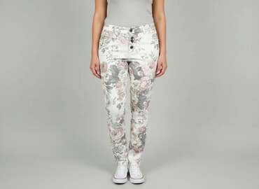 spodnie cyfrowa flora: Spodnie materiałowe damskie, rozmiar XL — 6