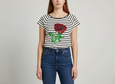 bluzki w paski z serduszkiem: Bluzka damska, rozmiar L — 7