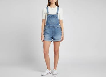 ogrodniczki jeansowe damskie krótkie: Denim Co, Ogrodniczki damskie, rozmiar M — 7