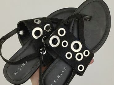 czarne sandały na obcasie allegro: Sinsay, Sandały damskie, 36 — 5