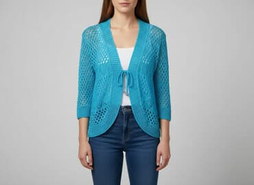 sweter z krótkim rękawem męski: KNITID, Kardigan damski, rozmiar M — 6