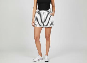 krótkie spodenki z wysokim stanem w paski: Szorty damskie, rozmiar S — 1