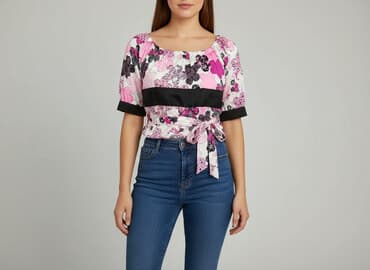 eleganckie bluzki w kwiaty: Bluzka damska, rozmiar XL — 6