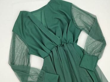 sukienka maxi butelkowa zieleń długi rękaw: Sukienka damska, rozmiar S — 1