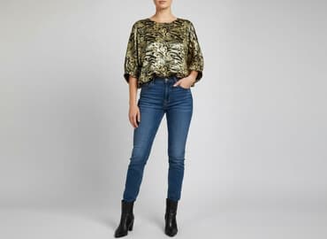 białe bluzki ze złotymi dodatkami: Women's blouse, size L — 1