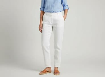 biale spodnie sinsay: Spodnie materiałowe damskie, rozmiar M — 1