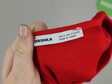 czerwona bluzki z dekoltem v: Bershka, Top damski, rozmiar S — 5