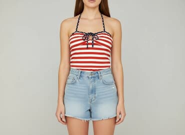 sukienki w paski: T-shirt damski, rozmiar S — 5