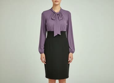 fioletowa sukienka z długim rękawem: Sukienka damska, rozmiar S — 1